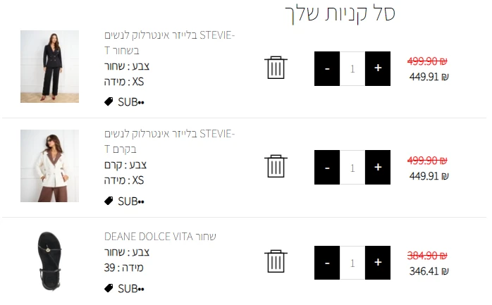 בדיקה בעגלה של סטיב מאדן: קוד של 10% ירד מכל פריט בעגלה, בלי תקרה